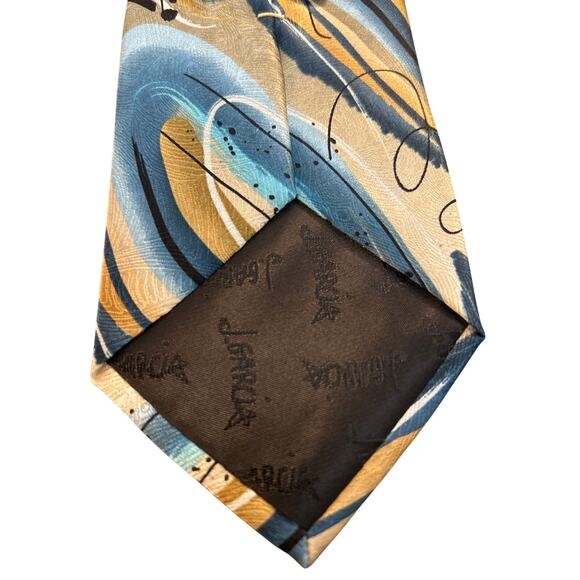 Jerry Garcia Mens Tie "Clockworks" Abstract Art Business Teal Gold Collection 52 - Picture 3 of 5